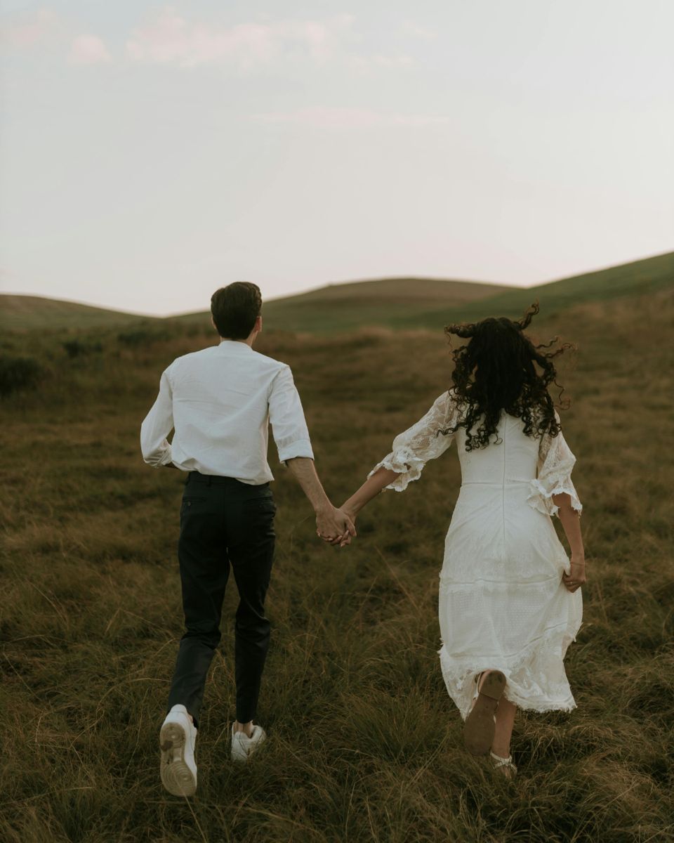 A happy couple outdoors