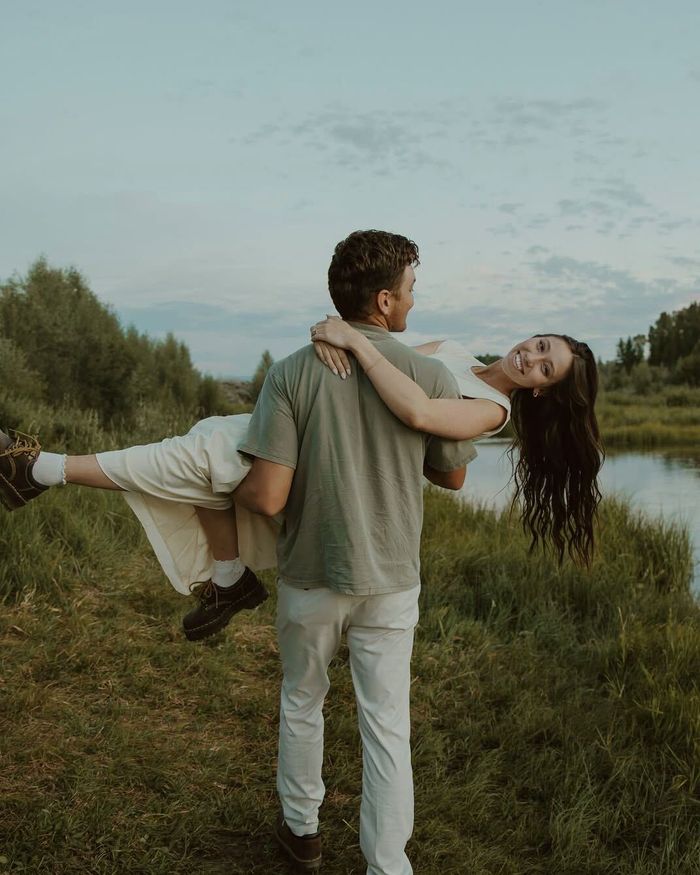 A happy couple outdoors